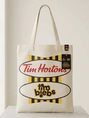 NWT Tim Hortons x Justin Bieber "Tim Biebs" Canvas Tote Bag | Limited Edition